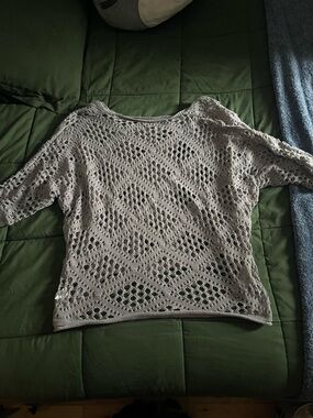 Light Grey Open-Knit Women's Sweater